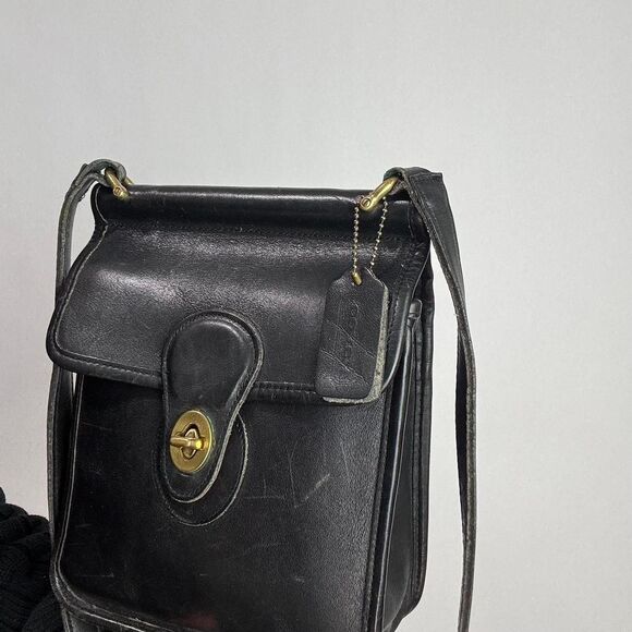Coach Murphy Vintage 80s 90s Black Genuine Leather Crossbody Bag 9930 - Picture 7 of 7